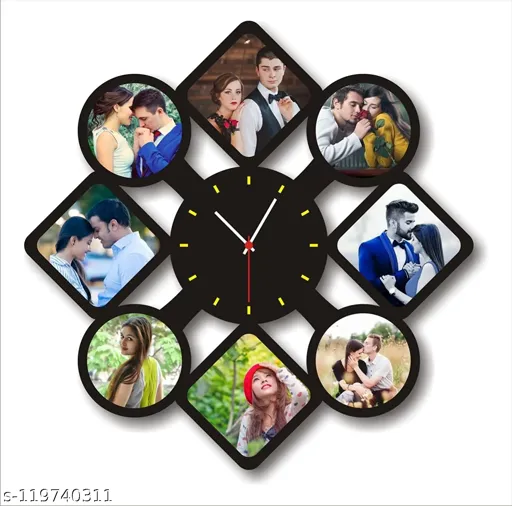 Cutout Photo Wall clock 12X12inch Wooden Personalized Gift